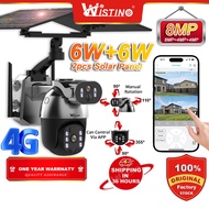 Wistino Solar Camera UHD 6MP Dual Lens Solar Power With Rechargable Battery Wireless PTZ Wifi Camera