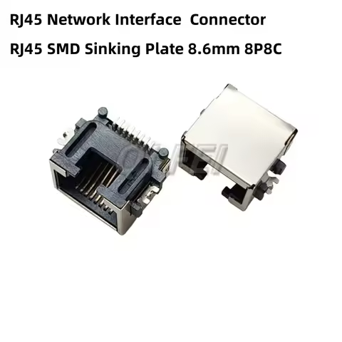 10 pcs RJ45 Connector SMD Sinking Plate 8.6mm Network Interface RJ45 8P8C Network PCB Jack 8P LAN Ad