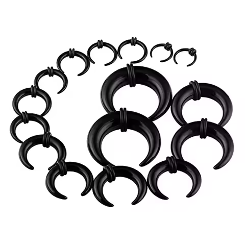 2pcs Acrylic Crescent Shaped Horseshoes Taper Set Pincher Septum Rings Gauges 14G 12G 8G 6G 4G 2G 0G