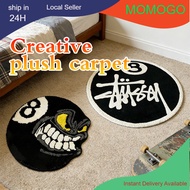 40/60/80CM Simple Round Black Ball 8 Carpet Bedroom Rug Soft Fluffy Mat Bedside Carpet Floor Anti Sl