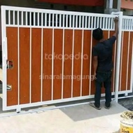 pagar gerbang minimalis grc motif kayu/ pagar dorong 085702887181