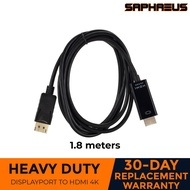 Display Port To HDMI Cable 1.8 Meters DP to HDMI 4K for Monitor HDTV Projector