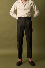 The Rimm - Classic Trousers in Ash Brown - กางเกงเอวสูง สไตล์ sartorial กางเกงมีจีบ กางเกงทำงาน กางเ