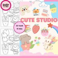 Cute coloring pages for girls, set of 20 coloring pictures of lovely things - AnnikaDesign