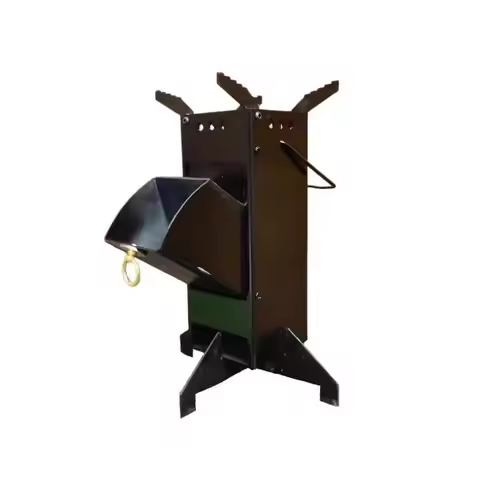 Portable Rocket Stove, Thick Manganese Steel Wood Burning Stove, Foldable Camping, Outdoor Cooking, 