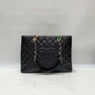 店鋪現貨：CHANEL 香奈兒 GST 黑金菱格紋荔枝牛皮中號托特包
