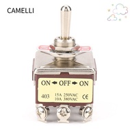 CAMELLI Toggle Switch, 3 Position 12 Pin 12mm Rocker Switch, Sturdy Design 4PDT 15A/250VAC 10A/380VA