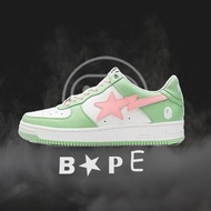 Bape Sta Ape-Man Head Low-Cut Fashion Trendy Sneakers Men Women Shoes Glossy Light Green Pink