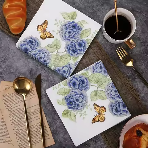 New Hydrangea Colorful Napkins Printed Paper Napkins Western Restaurant Hotel Cafe Pure Wood Pulp Pa