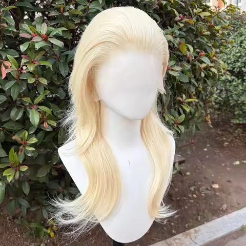 613 Blonde Glueless Cosplay Wig 13X4 Synthetic Lace Front Wigs Shoulder Length Layer Ponytails Mulle