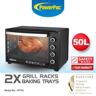 PowerPac Electric Oven 50L with Rotisserie and convection functions , 2 trays and wire mesh (PPT45)
