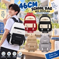 【ShopWithJoy】46cm School Bag Backpack Budak Beg Sekolah Menengah Bag Galas Lelaki Beg Kolej Sport Ba