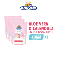 [Paket isi 3] KODOMO Baby Top to Toe Hair & Body with Aloe Vera and Calendula 450ml