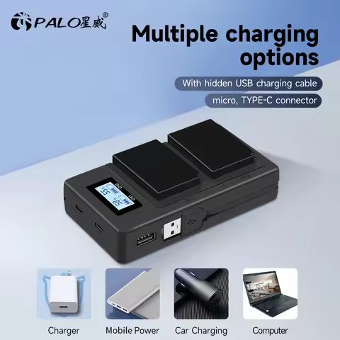 PALO EN-EL20a EN-EL20 LCD Dual Charger for Nikon Coolpix P1000, P950, 1 j1, 1 J2, 1 J3, 1 S1, 1 V3, 