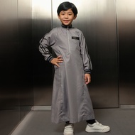 Shahama Thobe Kids Zipper KDS-089 White Grey