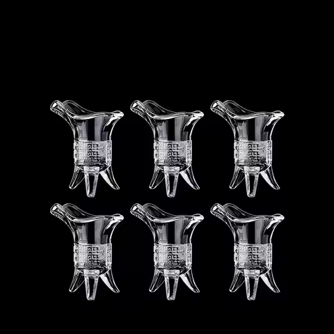 6pcs Set 10ml Chinese Style Creative Small Wine Glass Spirits Vodka Cups Transparent Party Liquor Go