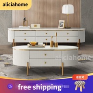 TV cabinet coffee table side table combination marble paint TV console cabinet