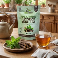 RAW TISASE Spearmint With Licorice Root Tea: Spearmint Leaf Tea & Licorice Root Tea Contains 30 Tea 