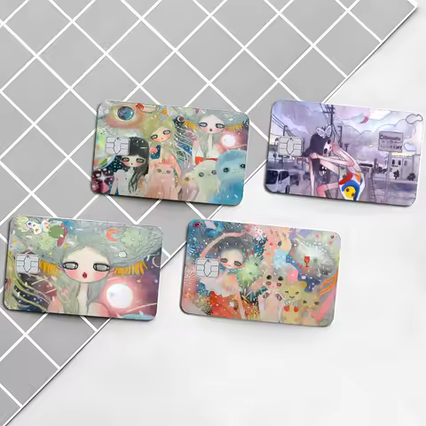 Aya Takano Art Credit Card Skin Stickers No Adhesive Residue Water Proof for VISA Credit Card Subway