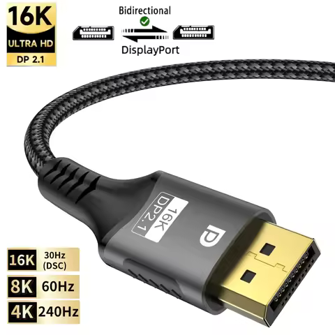 16K DisplayPort 2.1 Cable DP 2.0 16K@60Hz,8K@120Hz,4K@240Hz 165Hz144Hz 80Gbps HDR,HDCP DSC 1.2a Comp