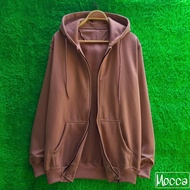 Jaket Hoodie Zipper Polos Coklat Mocca