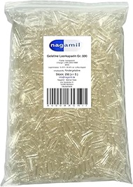 Nagamil Gelatine Empty Capsules Transparent Size 000 Pack of 250