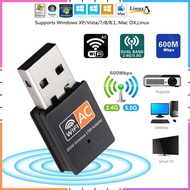 【Ready Stock】WiFi Adapter 600Mbps Dual-Band 2.4G/5G Hz Mini Wireless WiFi Dongle Adapter Receiver Fo