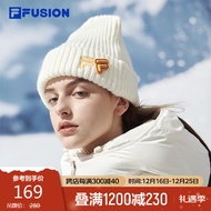 FILA FUSION 斐乐潮牌情侣款小F多彩针织帽2023冬时尚毛线帽