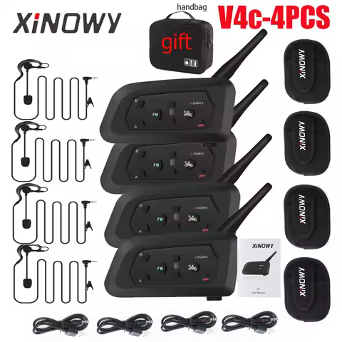 Xinwoy V4C PLUS 4PCS 4Users Football Referee 1200M Bluetooth Headphone with FM Radio BT Interphone E
