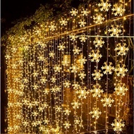 Snowflake LED String Lights Mid-Autumn Festival Curtain Lights Waterproof Deepavali Light Christmas Party Wave Fairy Lights