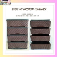 8803 4L BROWN DRAWER/RATTAN DURABOX/ELEGANT DESIGN/RATTAN DESIGN/STORAGE/ORGANIZER/WARDROBE ORGANIZE