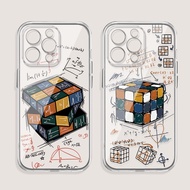 Sketch Rubik's Cube Transparent shell Phone Case for Vivo V40 V30 V29 V27 V25 V23 PRO V21 V20 SE V17