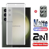 2in1 Samsung Galaxy S24 S23 Ultra S22 S21 S20 5G Curved Matte Screen Protector Frosted Tempered glas