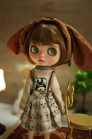 Caturia Style Blythe Doll Outfit OB24 Tea Dyeing Notes Small Cloth Girls Clothing Set with Sweatshir