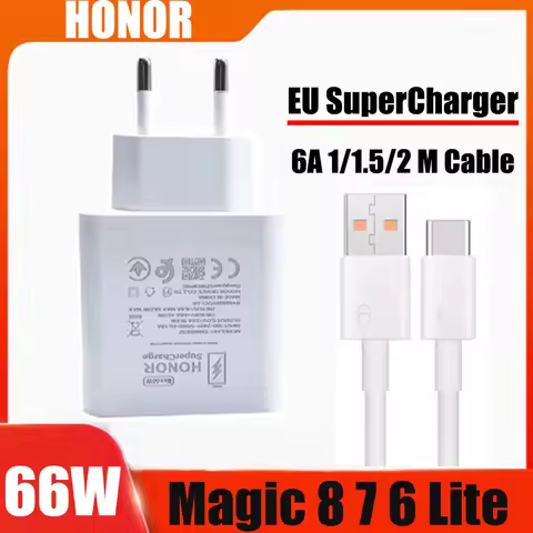 Original Honor 66W SuperCharge EU Fast Charger For Honor Magic 8 7 6 Lite Pro V5 V3 V2 X9d X7d X50 X