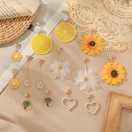 2022 Korean Flower Clip on Earrings Ear Cuff Hypoallergenic Long Earings for Women Set Fake Earrings