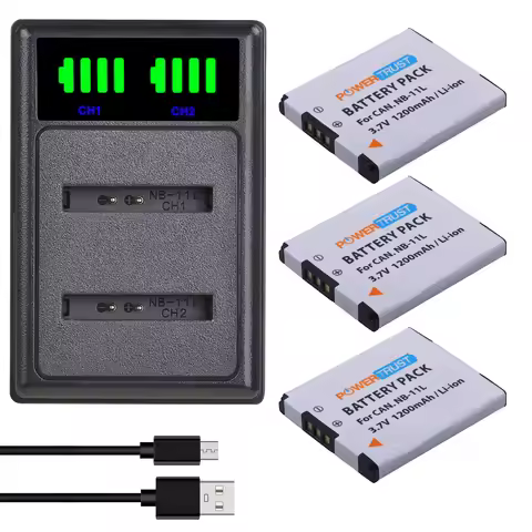 PowerTrust NB-11L NB-11LH Battery+LED Dual Charger for Canon A2400 A2500 A2600 A3400 A3500 A4000 IS 