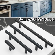 [POWS] 2~12 Inches Stainless Steel Black T-type Drawer Cabinet Wardrobe Door Pull Handl