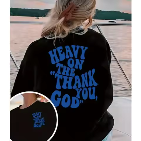 Women's T-shirt Street Style Letter Double Sided Pattern Printed Round Neck T-shirt Oversized Loose 