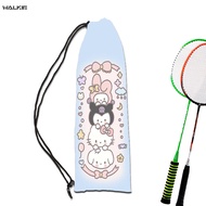 WALKIE Animie Sanrio Kitty Pachacco Badminton Racket Cover Bag Soft Storage Bag Case Drawstring Pocket Portable Tennis Racket Protection