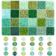TEMU 5760 ชิ้น (24 สไตล์) ลูกปัดแก้วสีเขียวทะเล - สำหรับทำสร้อยข้อมือ, สร้อยคอ, ต่างหู, จี้ - ชุดเคร