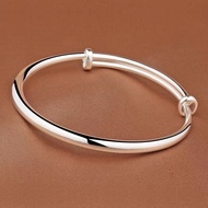 999纯银手镯时尚光面手镯足银推拉素圈银手镯女闺蜜999 sterling silver bracelet, fashionable smooth surface bracelet, foot sil