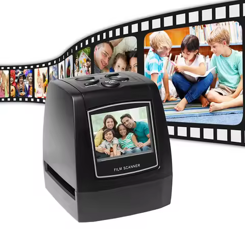35mm/135mm Digital Film Scanner 2.4in LCD Screen Film Slide Scanner Support Preview Playback Black f