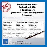 170 Premium Fonts  Collection 2020  + Font Expert  (Free Gift – Font Management Software)