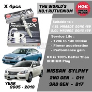 NGK Premium RX Spark Plug - Nissan Sylphy G11 B17 2nd & 3rd Gen 1.8L MRA8DE 2.0L MR20DE DOHC ( Year 