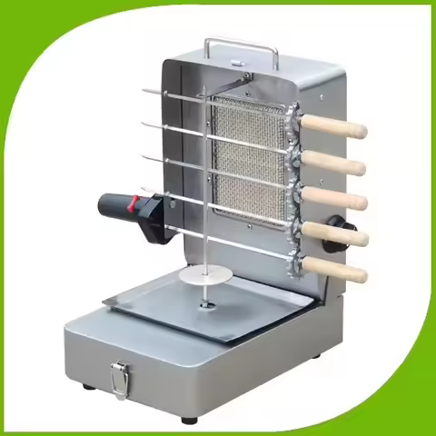 Hot Sale Gas Bbq Shawarma Machine With Skewers Stainless Steel Gas Vertical Rotisserie Broiler Barbe