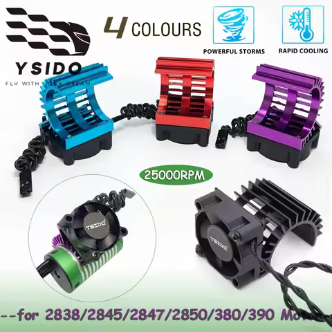 YSIDO Motor Cover HeatSink 25000RPM Cooling Fan Motor Radiator for 1/12 1/14 1/16 1/18 RC Car 2838/2