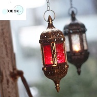 XIEGK Glass Moroccan Candlestick Holder Iron Art Hanging Classic Metal Candle Lantern Retro Artistic Atmosphere Wall Hanging Candle Holder Home Decor