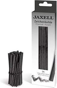JAXELL 48239 Drawing Charcoal Assortment in Artist Quality, Soft Hardness, 34 Drawing Coals in Half 