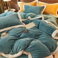台灣現貨貝貝絨法蘭絨素色加厚床包四件組 法萊絨毛毯被套 多功能被套毯 素色床包組 單人床包三件組 雙人加大特大床包  露
